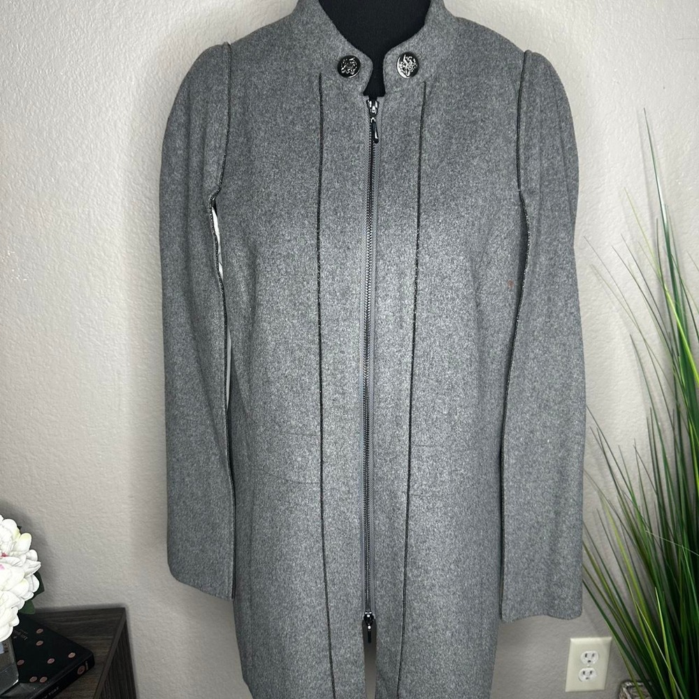 White House Black Market Grey zip jacket with cape